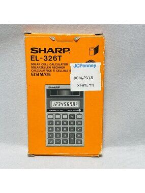 Sharp EL-326T Solar Cell Calculator Elsi Mate With Case Vintage Made In Japan